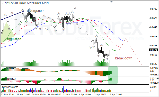 Анализ индикаторов Б. Вильямса для USD/CAD и NZD/USD на 03.04.2014 