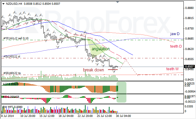 Анализ индикаторов Б. Вильямса для USD/CAD и NZD/USD на 30.07.2014