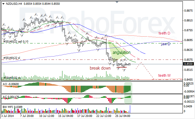 Анализ индикаторов Б. Вильямса для USD/CAD и NZD/USD на 29.07.2014