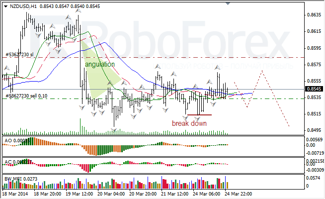 Анализ индикаторов Б. Вильямса для USD/CAD и NZD/USD на 25.03.2014