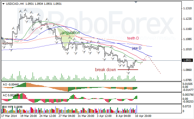 Анализ индикаторов Б. Вильямса для USD/CAD и NZD/USD на 11.04.2014 
