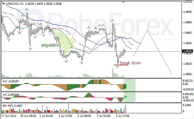 Анализ индикаторов Б. Вильямса для USD/CAD и NZD/USD на 04.07.2014