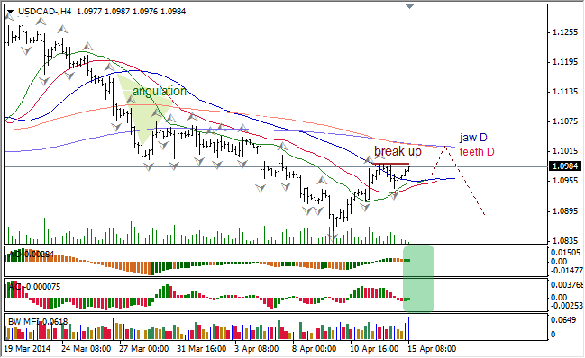 Анализ индикаторов Б. Вильямса для USD/CAD и NZD/USD на 15.04.2014