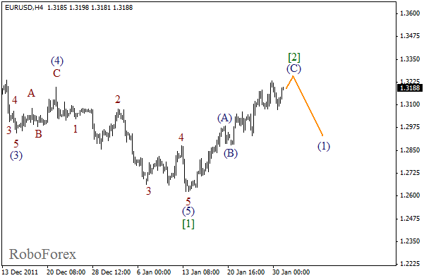 Волновой анализ пары EUR USD Евро Доллар на 31 января 2012