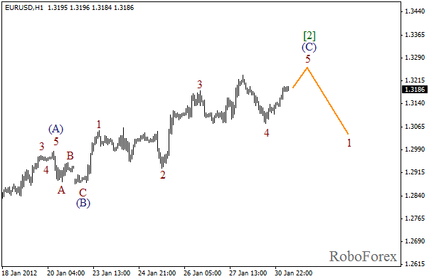 Волновой анализ пары EUR USD Евро Доллар на 31 января 2012