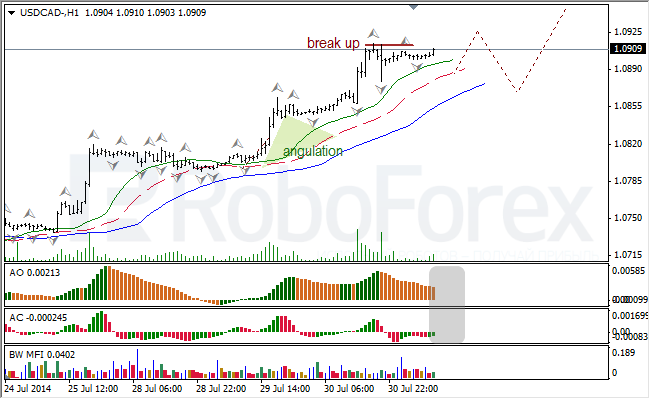 Анализ индикаторов Б. Вильямса для USD/CAD и NZD/USD на 31.07.2014