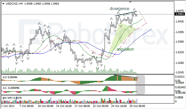 Анализ индикаторов Б. Вильямса для USD/CAD на 30.10.2013