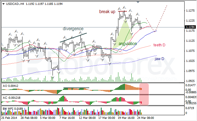 Анализ индикаторов Б. Вильямса для USD/CAD и NZD/USD на 25.03.2014