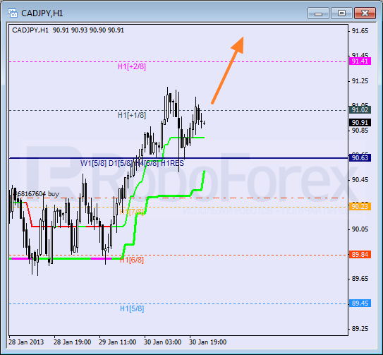 Анализ уровней Мюррея для пары CAD JPY  Канадский доллар к Иене на 31 января 2013