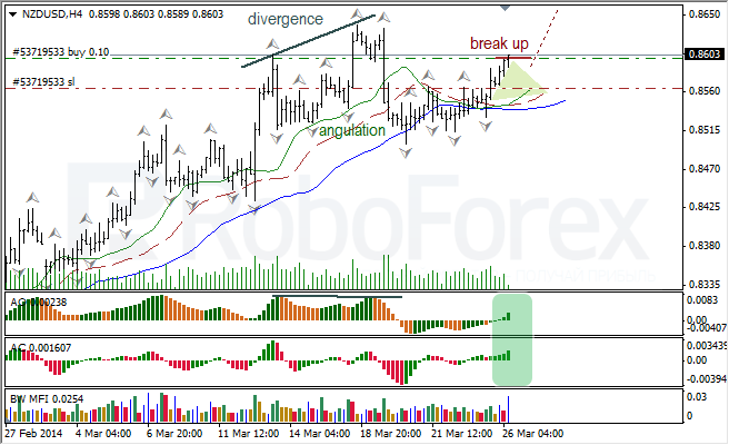 Анализ индикаторов Б. Вильямса для USD/CAD и NZD/USD на 26.03.2014 