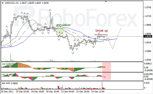 Анализ индикаторов Б. Вильямса для USD/CAD на 26.12.2013