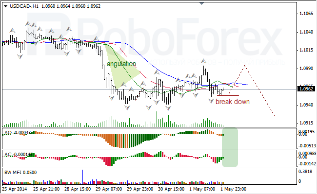 Анализ индикаторов Б. Вильямса для USD/CAD и NZD/USD на 02.05.2014