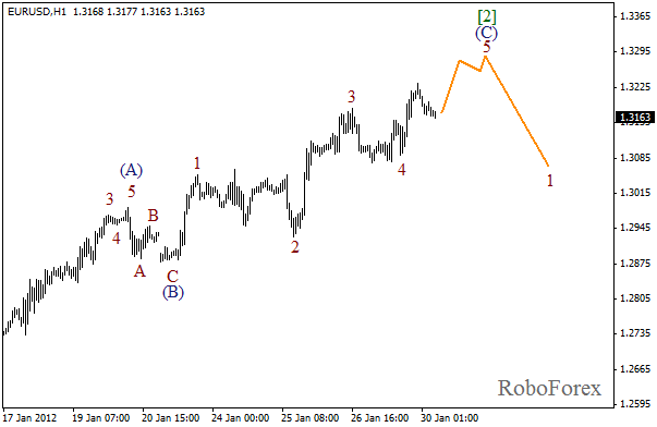 Волновой анализ пары EUR USD Евро Доллар на 30 января 2012