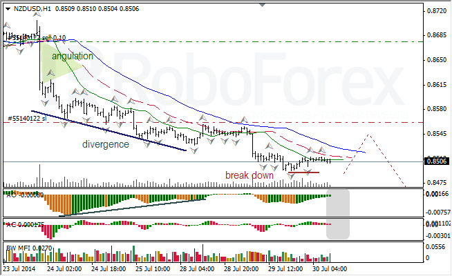 Анализ индикаторов Б. Вильямса для USD/CAD и NZD/USD на 30.07.2014