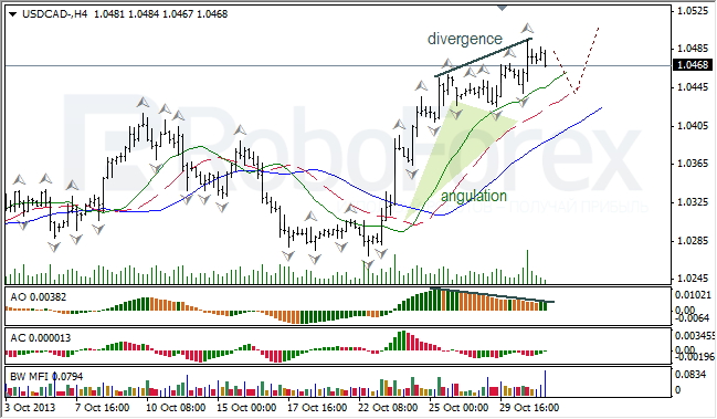 Анализ индикаторов Б. Вильямса для USD/CAD на 31.10.2013