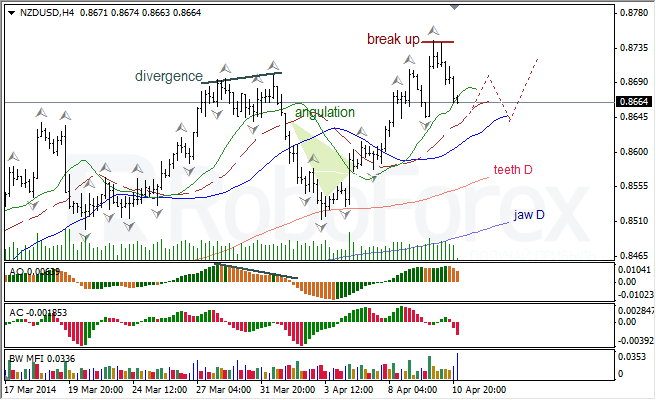 Анализ индикаторов Б. Вильямса для USD/CAD и NZD/USD на 11.04.2014 