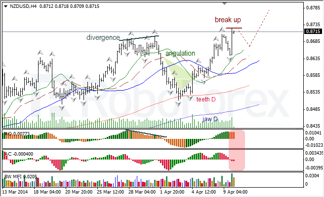 Анализ индикаторов Б. Вильямса для USD/CAD и NZD/USD на 10.04.2014 