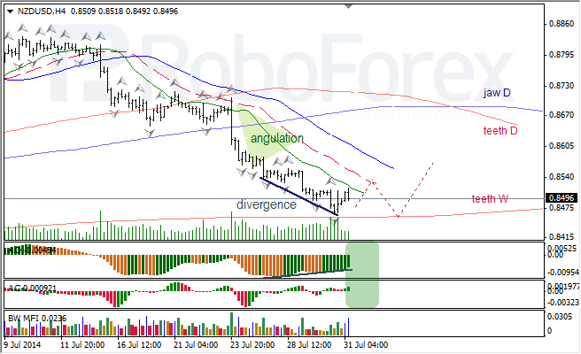 Анализ индикаторов Б. Вильямса для USD/CAD и NZD/USD на 31.07.2014