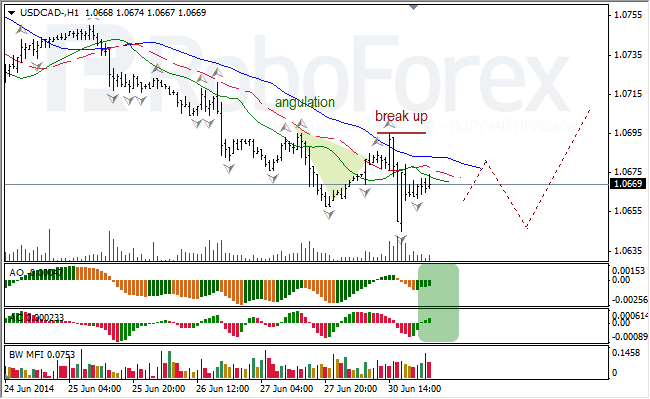 Анализ индикаторов Б. Вильямса для USD/CAD и NZD/USD на 01.07.2014