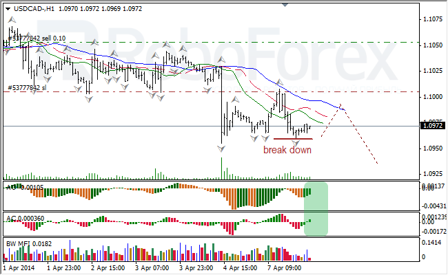 Анализ индикаторов Б. Вильямса для USD/CAD и NZD/USD на 08.04.2014 