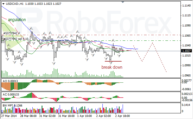 Анализ индикаторов Б. Вильямса для USD/CAD и NZD/USD на 03.04.2014 