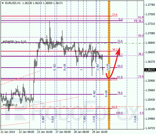 Анализ по Фибоначчи для EUR/USD Евро доллар на 30 января 2014