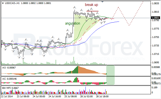 Анализ индикаторов Б. Вильямса для USD/CAD и NZD/USD на 29.07.2014