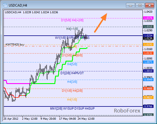 Анализ уровней Мюррея для пары USD CAD Канадский доллар на 29 мая 2012