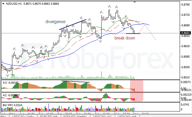 Анализ индикаторов Б. Вильямса для USD/CAD и NZD/USD на 11.04.2014 