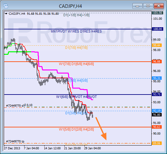 Анализ уровней Мюррея для пары CAD JPY Канадский доллар к Японской иене на 31 января 2014